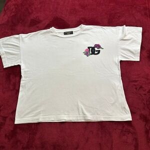 Dolce & Gabbana Exclusive White Floral DG Logo Embroidery T-Shirt‎ Made in Italy